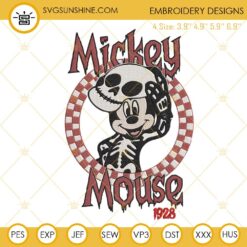 Mickey Mouse Skeleton 1928 Embroidery Files, Mickey Halloween Embroidery Designs