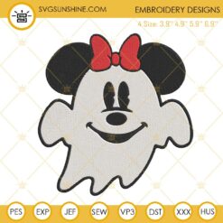 Minnie Mouse Ghost Embroidery Files, Cute Halloween Disney Embroidery Designs