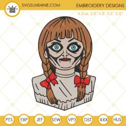 Annabelle Embroidery Files, Horror Doll Halloween Embroidery Designs