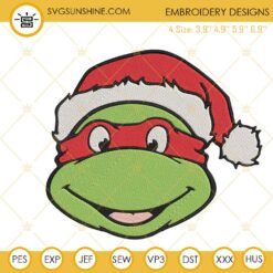 Raphael Ninja Turtle Santa Hat Embroidery Designs, TMNT Christmas Embroidery Files