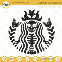 Starbucks Skeleton Halloween Embroidery Design Files