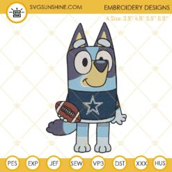 Bluey Dallas Cowboys Embroidery Designs, Bluey Bengals Cowboys Embroidery Machine Files