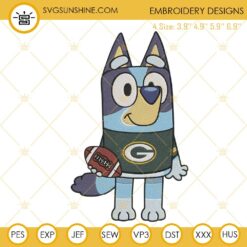 Bluey Green Bay Packers Embroidery Designs, Bluey Packers Football Embroidery Files