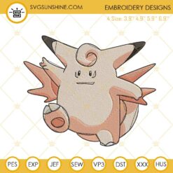 Clefable Embroidery Designs, Pokemon Embroidery Files