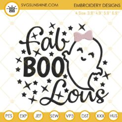 Fab Boo Lous Embroidery Files, Boo Ghost Halloween Embroidery Designs