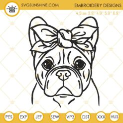 French Bulldog Bandana Embroidery Files, Cute Dog Embroidery Designs