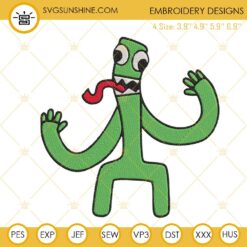 Green Rainbow Friends Machine Embroidery Designs, Monster Embroidery Files