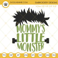 Mommy’s Little Monster Embroidery Files, Funny Halloween Zombie Embroidery Designs