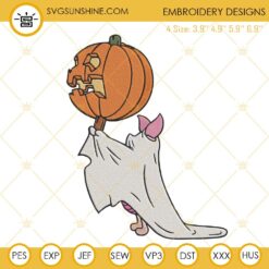 Piglet Ghost Pumpkin Embroidery Files, Disney Piglet Halloween Embroidery Designs