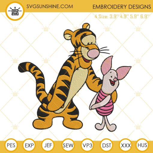 Tigger And Piglet Machine Embroidery Designs, Disney Pooh Friends Embroidery Files