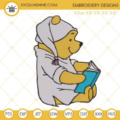 Winnie Pooh Reading Machine Embroidery Designs, Kids Embroidery Files