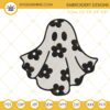 Floral Daisy Ghost Embroidery Files, Halloween Cute Ghost Embroidery Designs