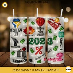 3D Inflated 2023 News Trends 20oz Tumbler Wrap PNG File