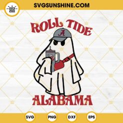 Alabama Crimson Tide Boo Jee Ghost SVG, Roll Tide Ghost Drinking Stanley Tumbler SVG PNG DXF EPS Files