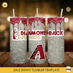 Arizona Diamondbacks Dunkie Junkie Glitter 20oz Tumbler Wrap PNG File