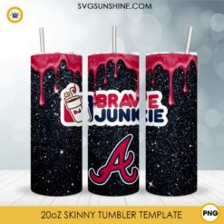 Atlanta Braves Dunkie Junkie Glitter 20oz Tumbler Wrap PNG File