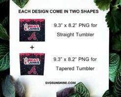 Atlanta Braves Dunkie Junkie Glitter 20oz Tumbler Wrap PNG File