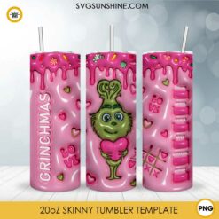 3D Inflated Baby Grinchmas Love Valentine Starbucks 20oz Tumbler Wrap PNG File