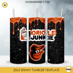 Baltimore Orioles Dunkie Junkie Glitter 20oz Tumbler Wrap PNG File