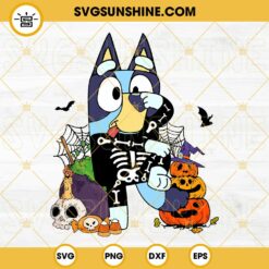 Bandit Heeler Skeleton Pumpkin SVG, Bluey Halloween SVG PNG DXF EPS Files