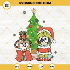 Bluey Family With Santa Hat SVG, Bluey Family Merry Christmas SVG PNG EPS DXF File