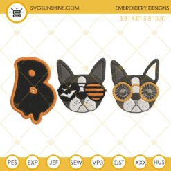 Boo Boston Terrier Halloween Embroidery Design Files