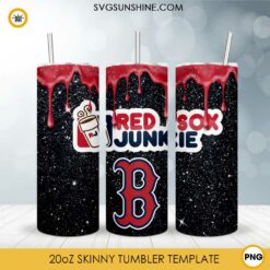 Boston Red Sox Dunkie Junkie Glitter 20oz Tumbler Wrap PNG File