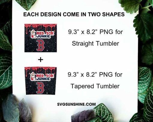 Boston Red Sox Dunkie Junkie Glitter 20oz Tumbler Wrap PNG File