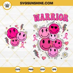 Breast Cancer Warrior SVG, Breast Cancer Ribbon SVG, Pink Smile Face SVG, Breast Cancer Awareness SVG