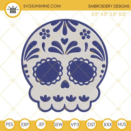 Calaverita Conchas Skull Mexican Embroidery Designs