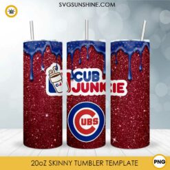 Chicago Cubs Dunkie Junkie Glitter 20oz Tumbler Wrap PNG File