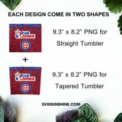 Chicago Cubs Dunkie Junkie Glitter 20oz Tumbler Wrap PNG File