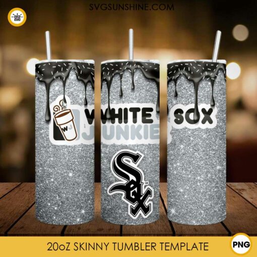 Chicago White Sox Dunkie Junkie Glitter 20oz Tumbler Wrap PNG File