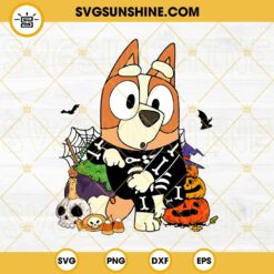 Chilli Heeler Skeleton Pumpkin SVG, Chilli And Bandit Bluey SVG PNG DXF EPS Files