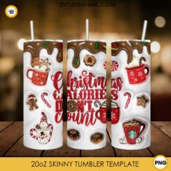 Christmas Calories Don’t Count 3D 20oz Tumbler Wrap PNG File