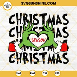 Christmas Grinch Season SVG, Grinch Hand Heart SVG, Grinch Merry Christmas SVG