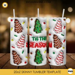 3D Tis The Season Christmas Tree Cakes 20oz Tumbler Wrap PNG File