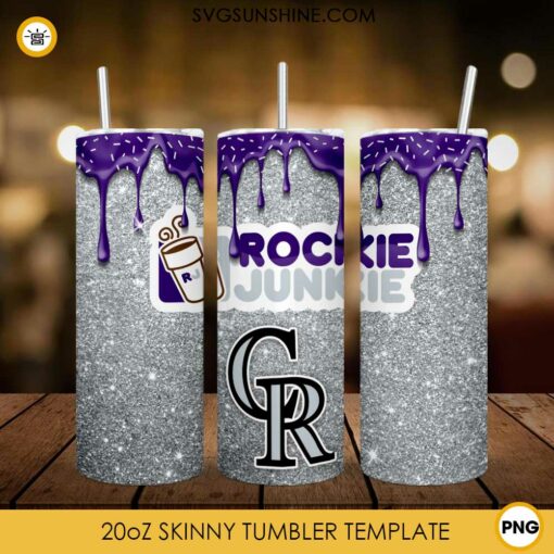 Colorado Rockies Dunkie Junkie Glitter 20oz Tumbler Wrap PNG File