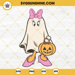 Daisy Ghost Halloween Pumpkin SVG, Disney Daisy Halloween SVG PNG Cut Files