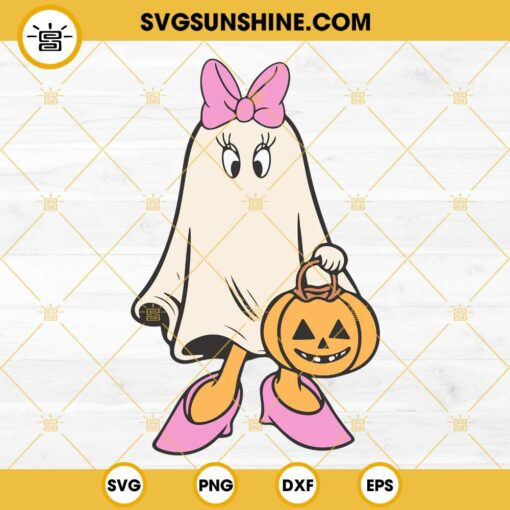 Daisy Ghost Halloween Pumpkin SVG, Disney Daisy Halloween SVG PNG Cut Files
