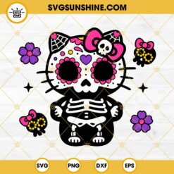 Day Of The Dead Hello Kitty SVG, Kitty Dia De Los Muertos SVG PNG DXF EPS Files
