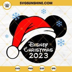 Disney Christmas 2023 SVG, Mickey Santa Hat Christmas SVG, Snowflake Mickey Head Christmas SVG