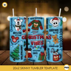 3D Inflated Disney Christmas Vibes 20oz Tumbler Wrap PNG File