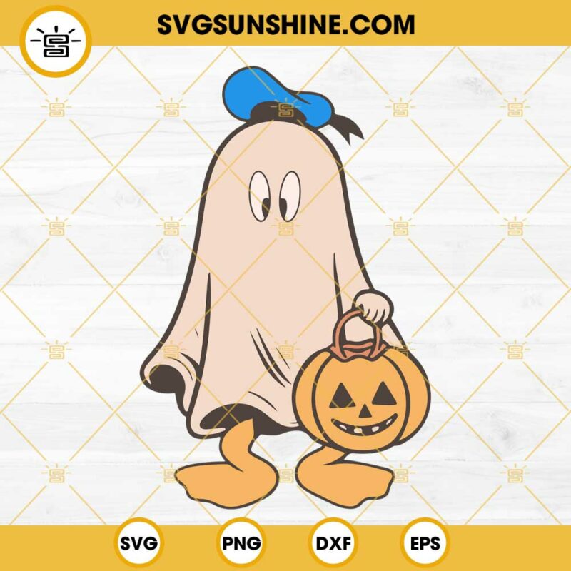 Donald Duck Ghost Halloween Pumpkin SVG, Disney Donald Duck Halloween