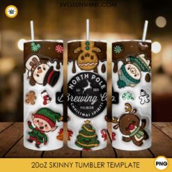 Elf And Snow Man North Pole Brewing Co Christnas 3D Tumbler Wrap PNG File
