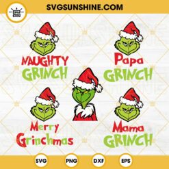 Family Grinch SVG Bundle, Mama Grinch SVG, Papa Grinch SVG, Merry Grinchmas SVG
