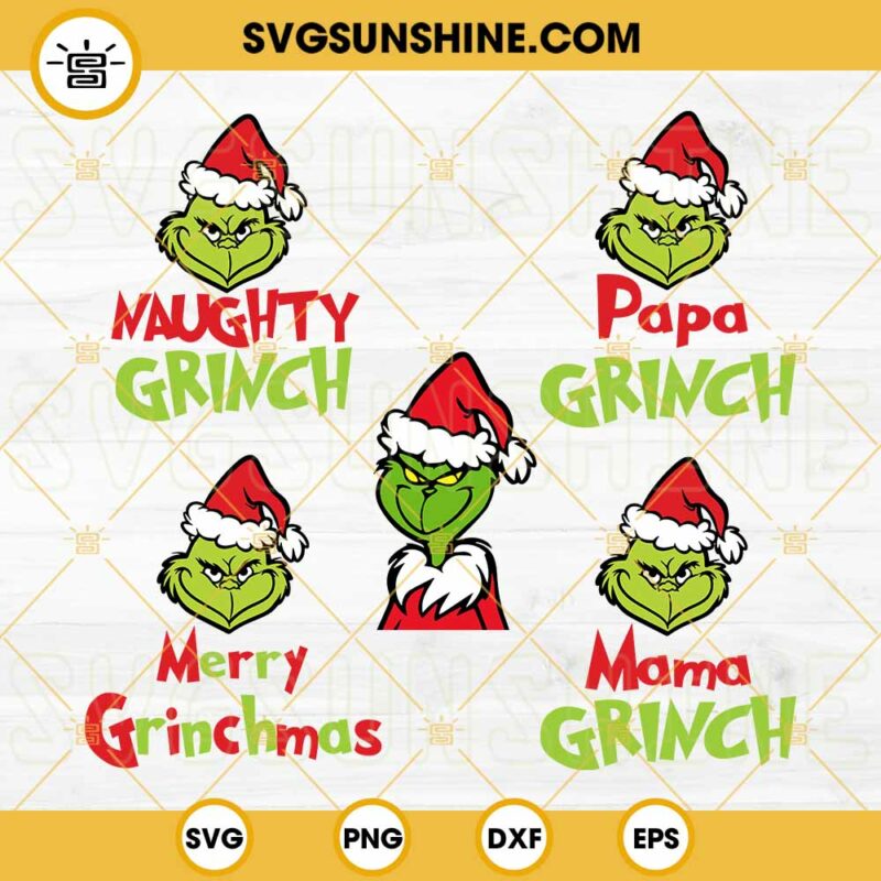 Family Grinch SVG Bundle, Mama Grinch SVG, Papa Grinch SVG, Merry