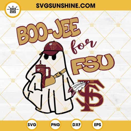 Florida State Seminoles Football Boo jee Ghost SVG, Ghost Drinking Stanley Tumbler SVG PNG DXF EPS Files