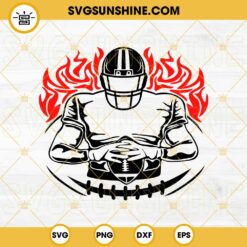 Football Player Tribal SVG, Football Player Flame SVG PNG DXF EPS Cut Files