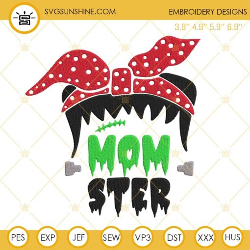 Frankenstein MomSter Halloween Embroidery Design Files
